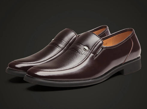 Elegant Leather Men’s Formal Shoes - Luxury Slip-On Loafers for Dressy Occasions, Breathable Moccasins, Versatile Casual Business Footwear in Plus Sizes 38-44